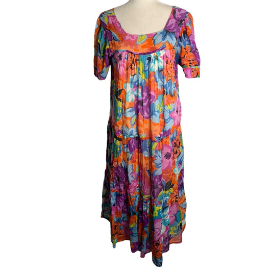 Vintage 90s Day in Day Out MuuMuu Dress M Multicolored Pockets Light Cotton