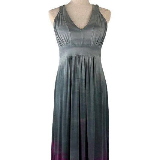 Pink Lotus Grey Purple Sleeveless Maxi Dress