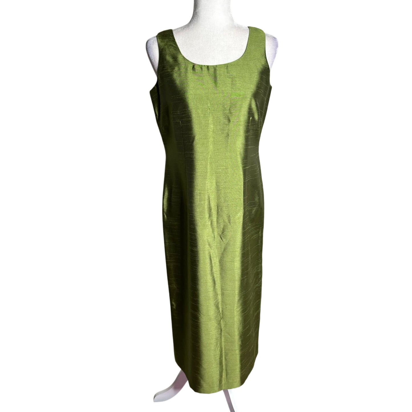 Coldwater Creek Two Piece Green Brocade Dress Jacket Set Petite 10 Green Beaded