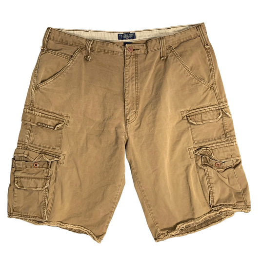 Vintage Y2K US Polo Cargo Shorts 40 Brown Pockets Belt Loops Button Zip Waist