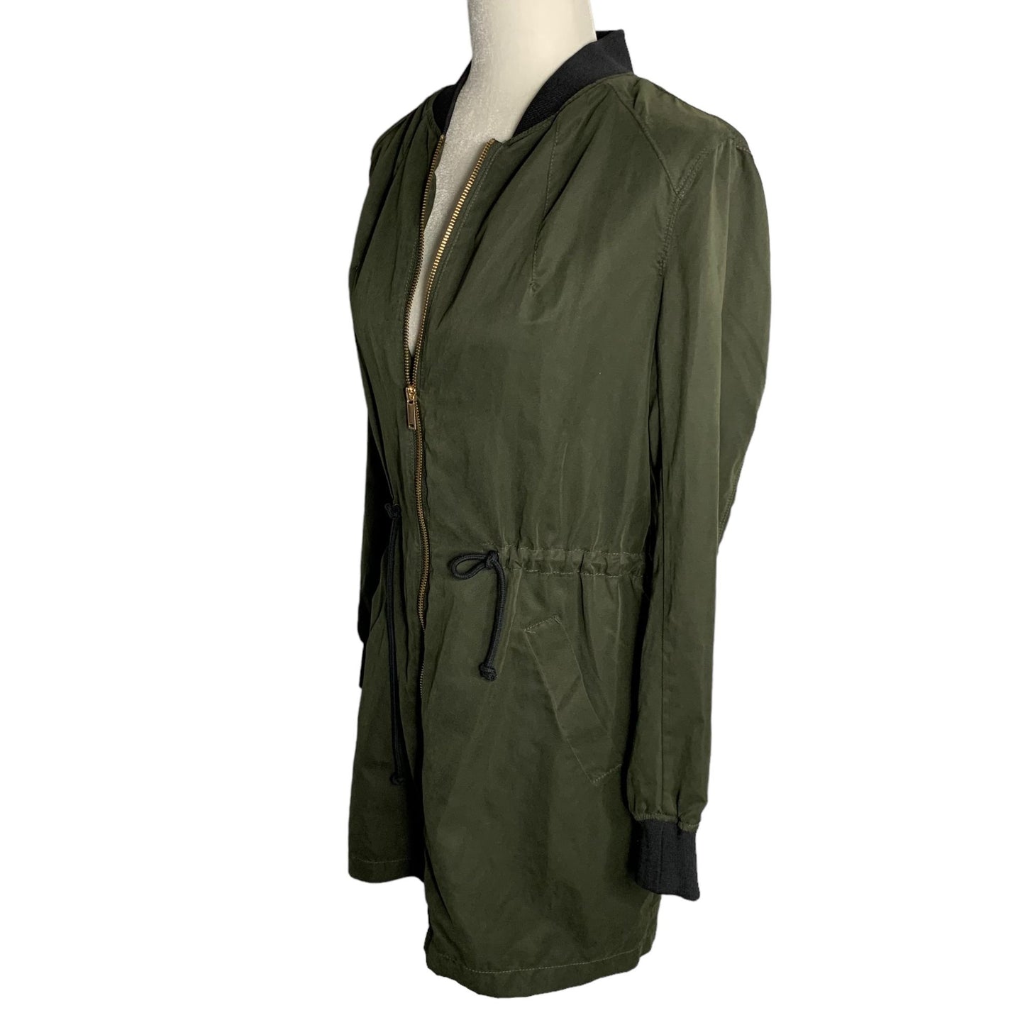 H&M Divided Lightweight Utility Jacket 8 Army Green Pockets Zipper Windbreaker