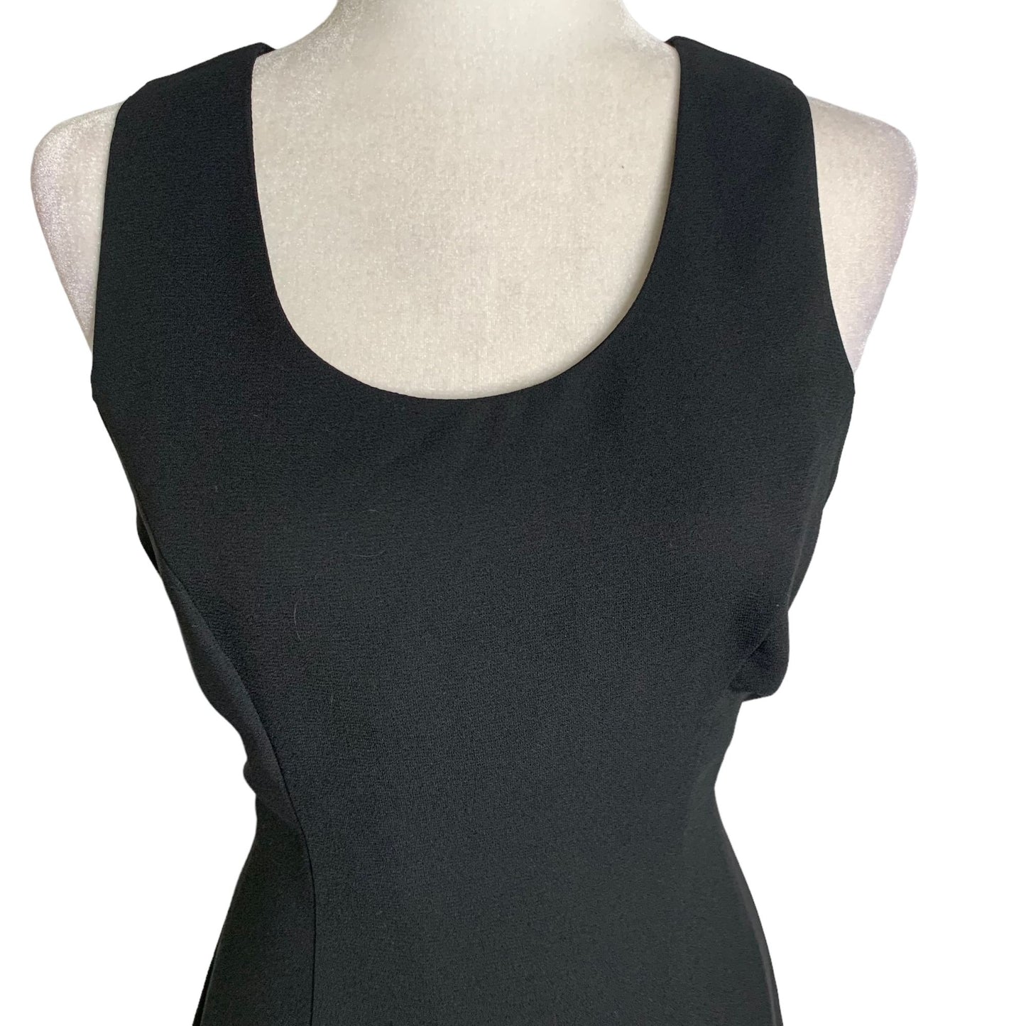 Vintage 90s Sleeveless Layered Look Dress 8 Black Lined Tie Waist Scoop Neck