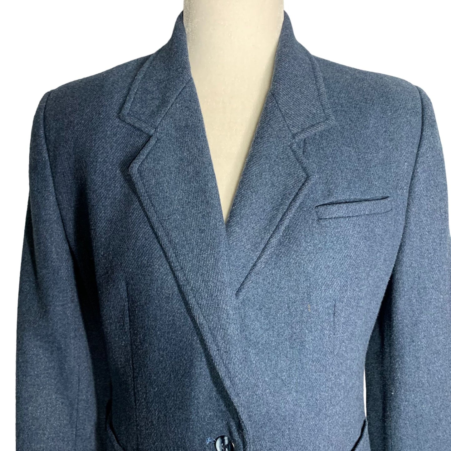 Vintage 90s Jonathan Logan Wool Blend Blazer S Blue One Button Lined Pockets