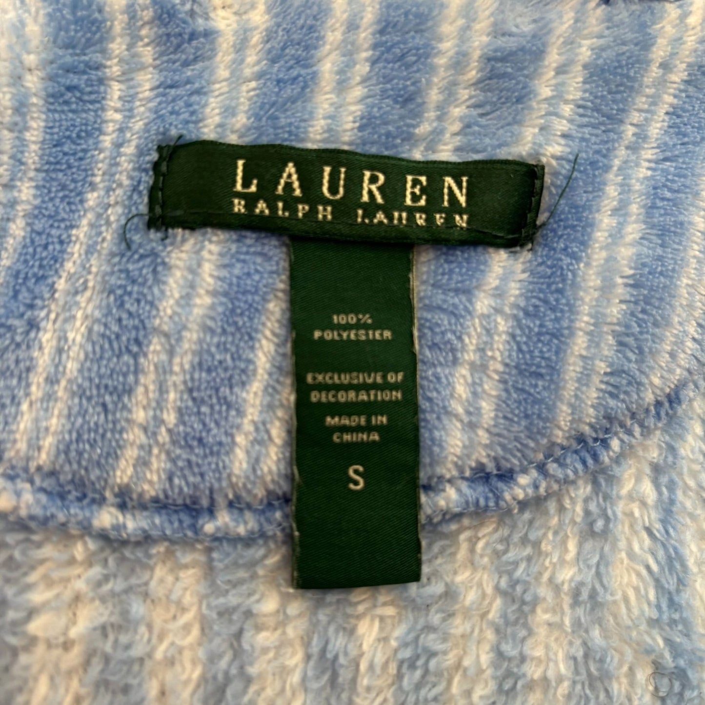 Lauren Ralph Lauren Womens Small Blue White Striped Robe Pockets Tie Belt