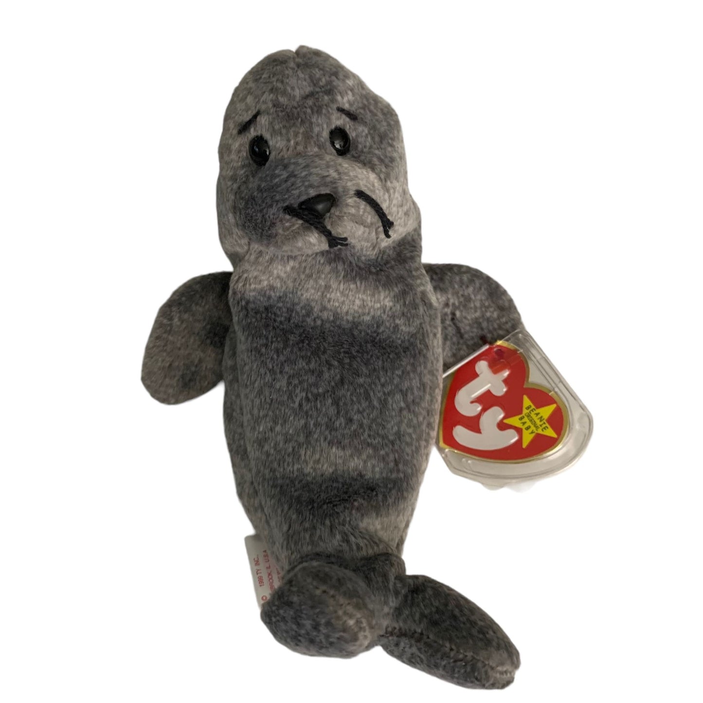 Slippery the Seal Retired TY Beanie Baby 1998 PE Pellets Excellent Cond Grey