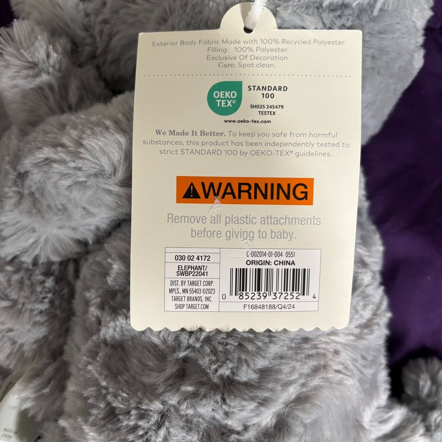 Cloud Island Plush Elephant Toy Rattle Set 0+ Months Soft Gray Mama Baby NEW