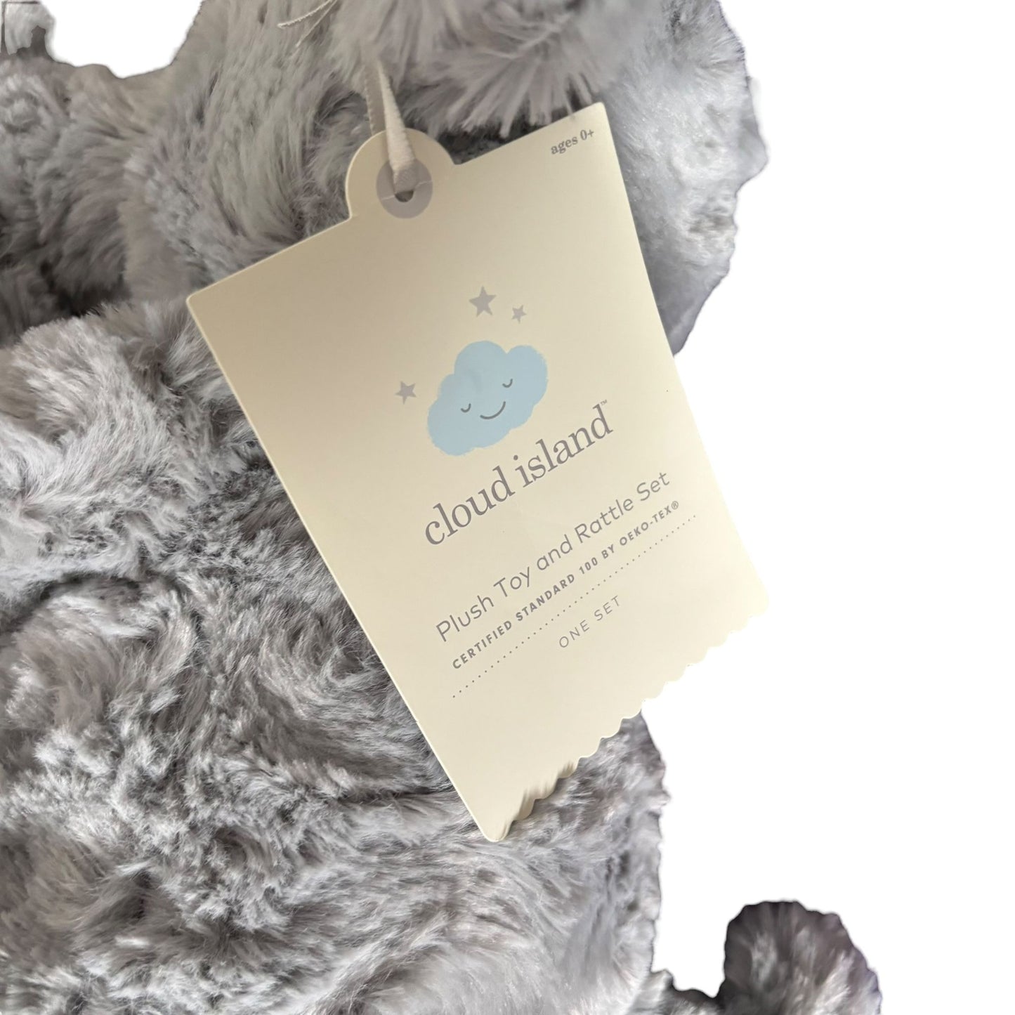 Cloud Island Plush Elephant Toy Rattle Set 0+ Months Soft Gray Mama Baby NEW