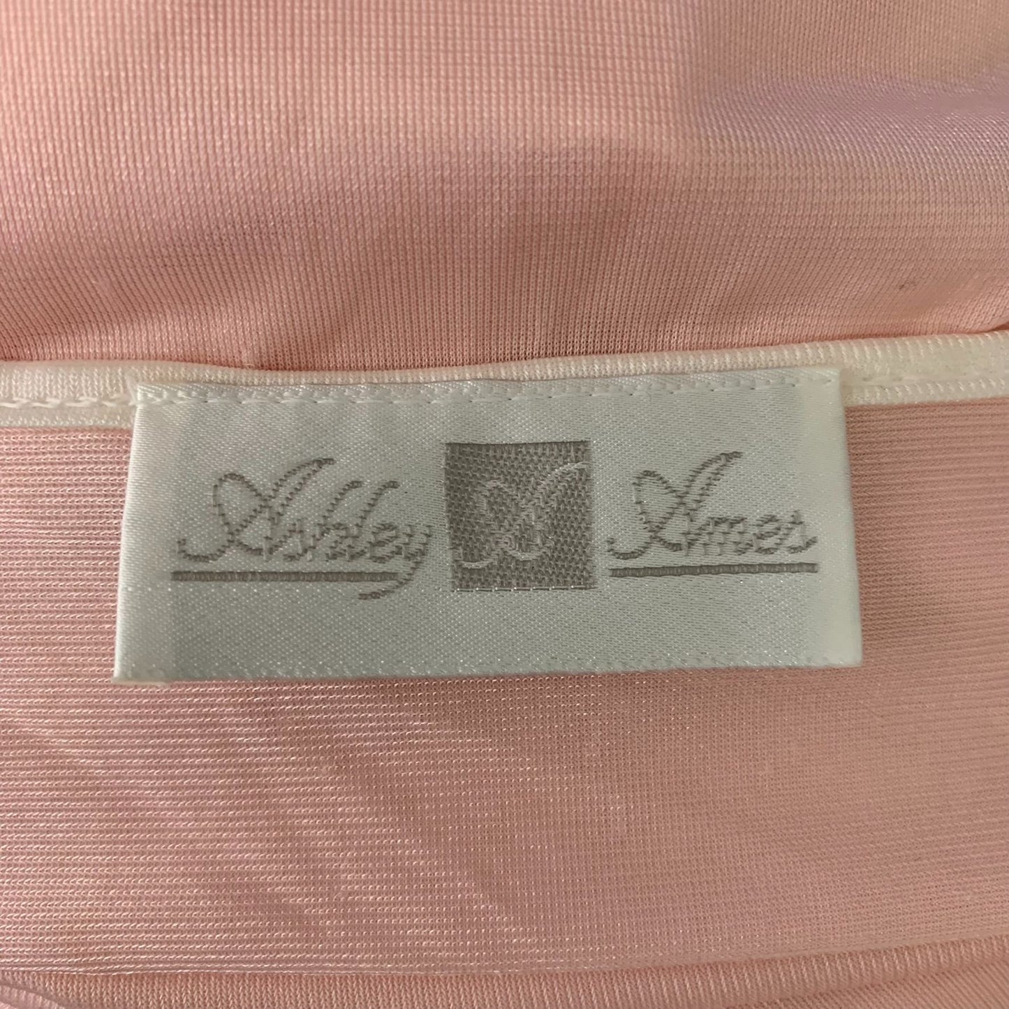 Vintage 60's Ashley Ames Nylon Robe L Pink Embroidered Tie Front Peignoir