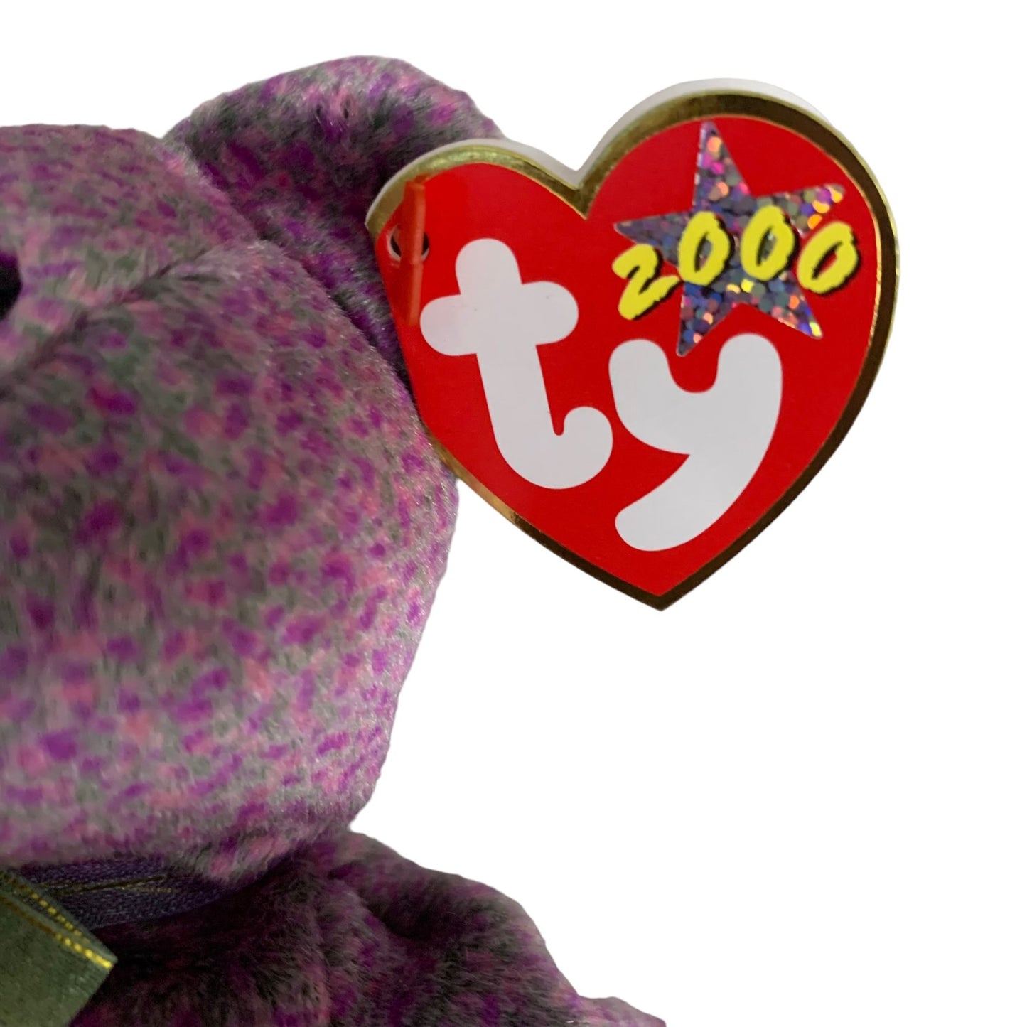 2000 SIGNATURE BEAR Retired TY Beanie Baby Purple PE Pellets Excellent Cond