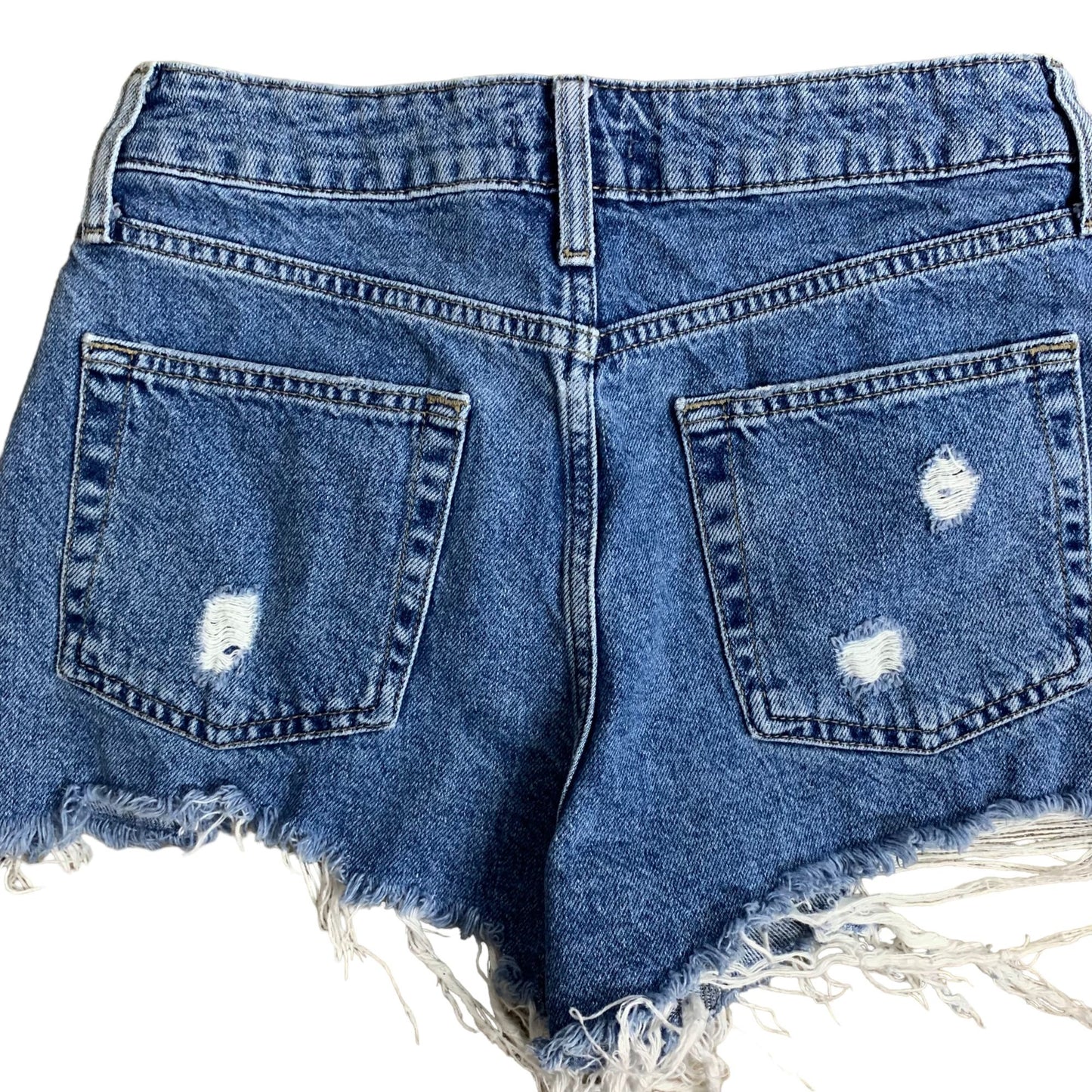 Forever 21 Destroyed Cut Off Denim Shorts 26 Med Wash High Rise Distressed