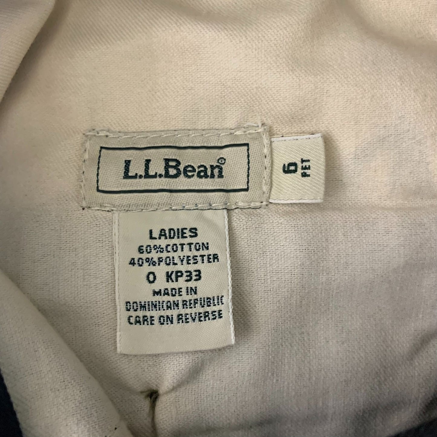 Vintage LL Bean Pleated Front Pants 6P Black Pockets Button Zip Deadstock