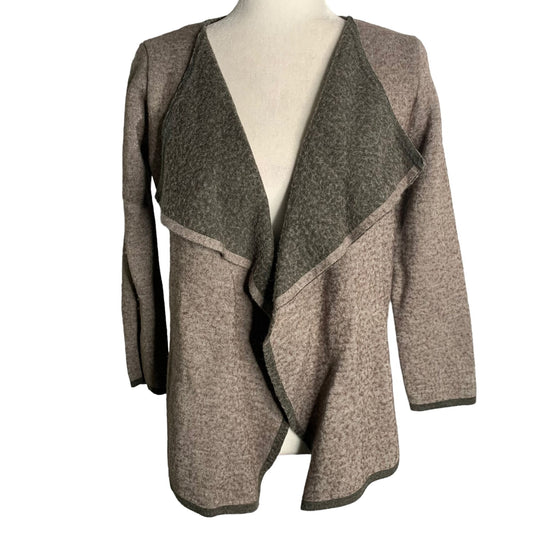 Anthropologie Lineamaglia Wool Cardigan Sweater S Brown Open Front Waterfall