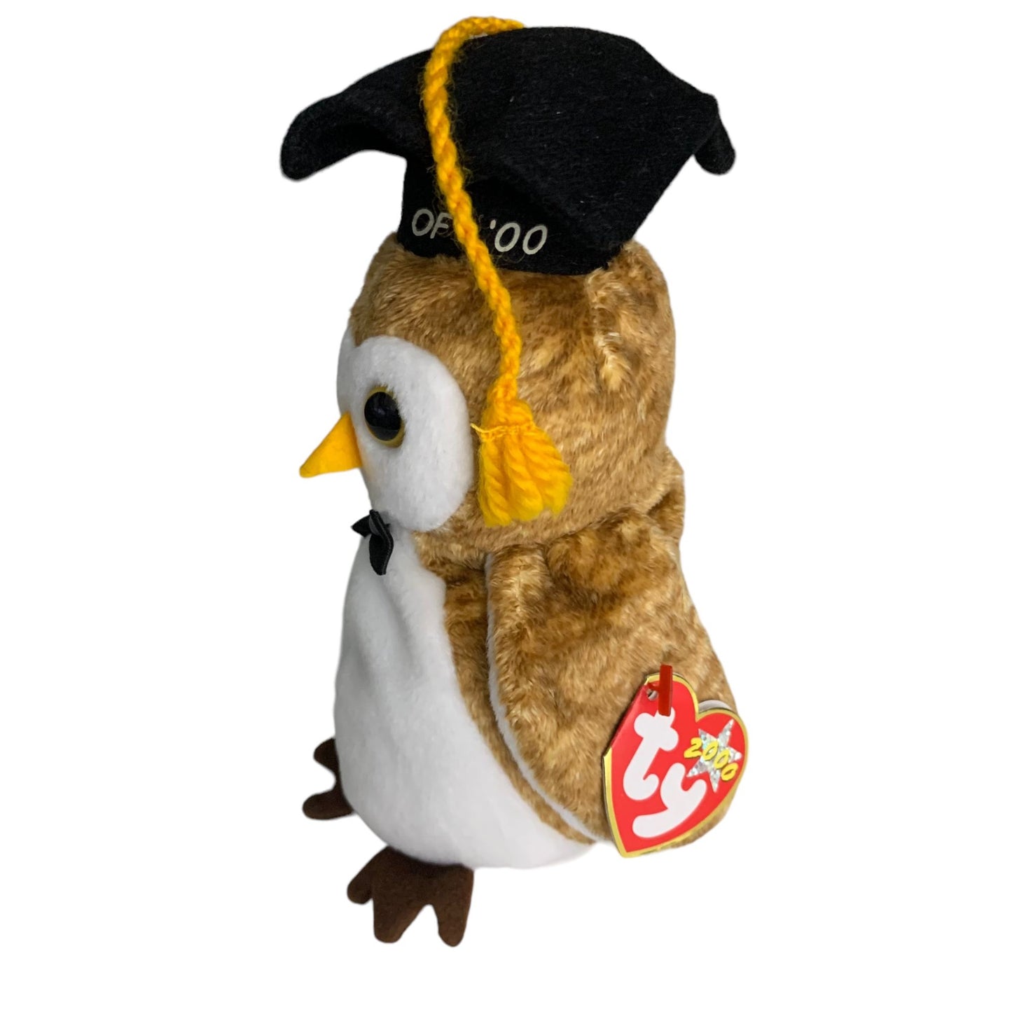 Wisest the Owl Retired TY Beanie Baby Class of 2000 Graduation PE Pellets