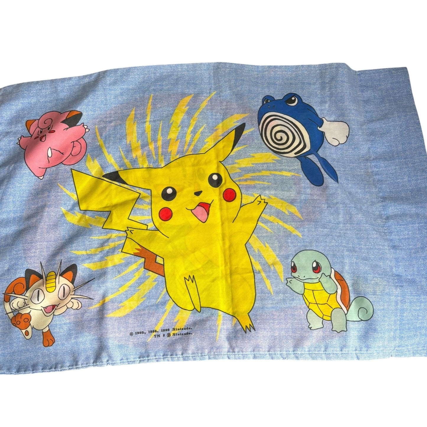 Vintage 90s Pokemon Pillowcase Pikachu Ash Nintendo Official Bedding Standard