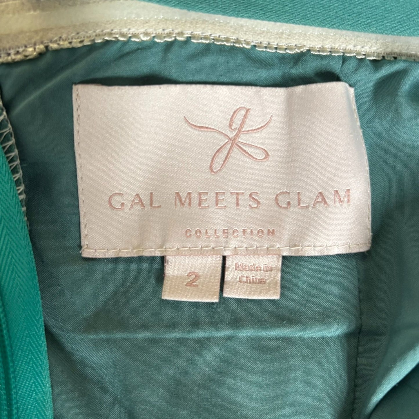 Gal Meets Glam Collection Jumpsuit Size 2 Teal Wide Leg Sleeveless Back Zipper