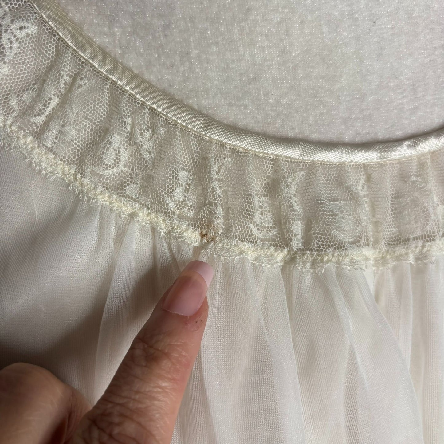 Vintage 70s Sleeveless Sheer Mini Dress Nightgown Small Nylon Babydoll Lace