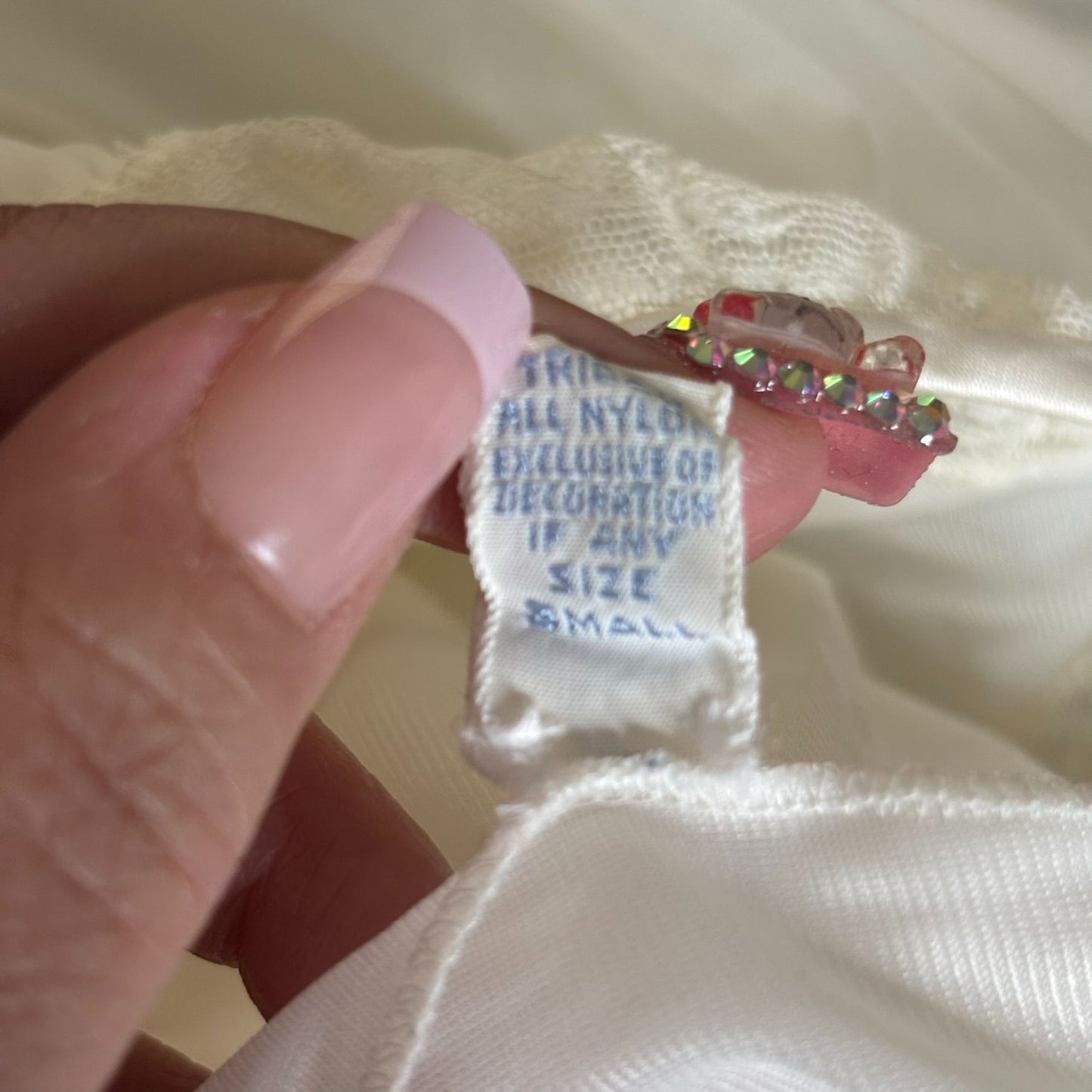 Vintage 70s Sleeveless Sheer Mini Dress Nightgown Small Nylon Babydoll Lace