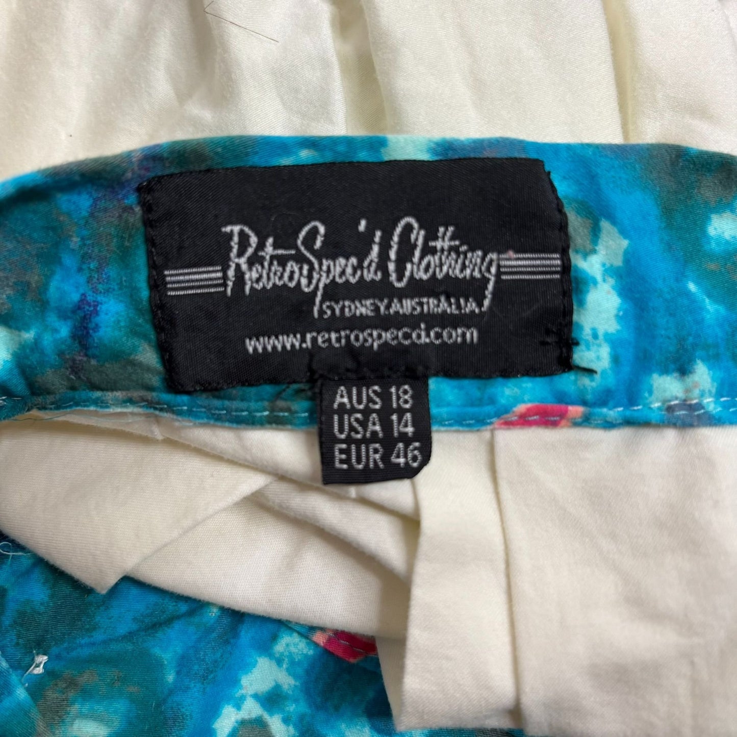 Retro Retrospecd Ocean Print Skirt Size 14 Full Button Front Full Circle Pinup