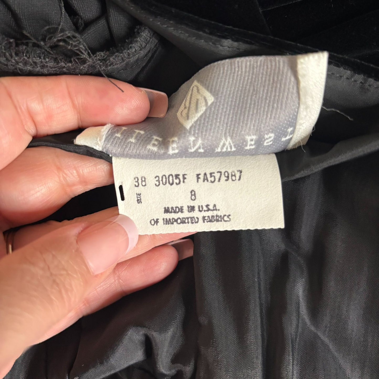 Vintage 80s Eileen West Velvet Backless Midi Dress Small Black Long Sleeves