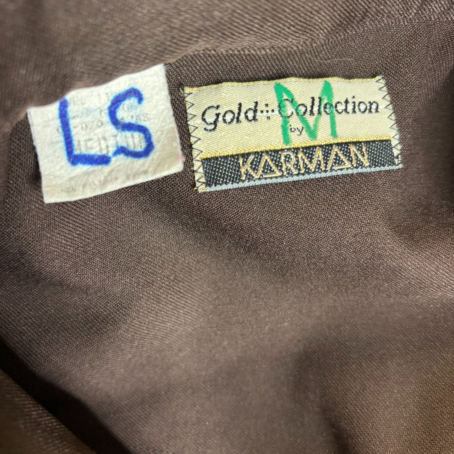 Vintage Karman Western Pearl Snap Shirt Brown Embroidered Long Sleeve Medium