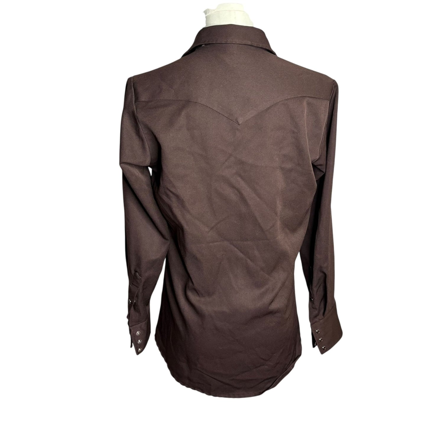 Vintage Karman Western Pearl Snap Shirt Brown Embroidered Long Sleeve Medium