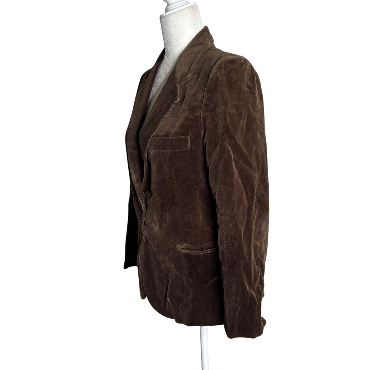 Vintage 90s Chaus Velvet Blazer Size Small Brown Buttons Lined Jacket Pockets