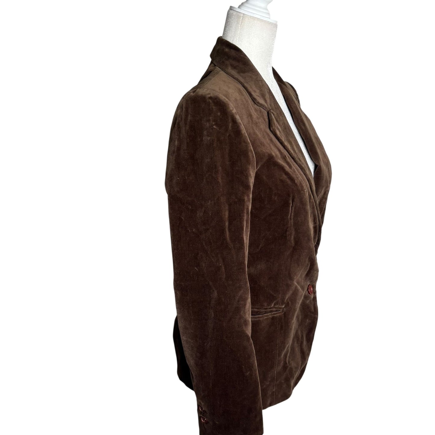 Vintage 90s Chaus Velvet Blazer Size Small Brown Buttons Lined Jacket Pockets