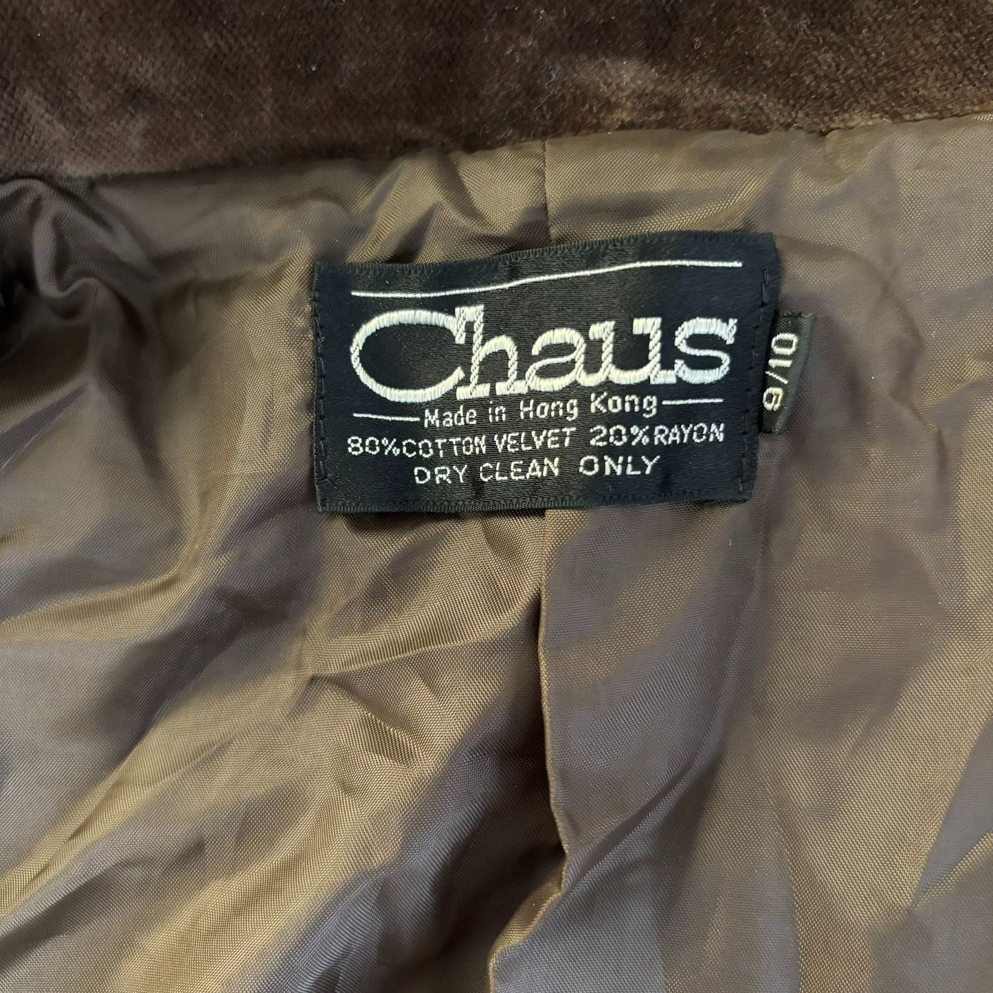 Vintage 90s Chaus Velvet Blazer Size Small Brown Buttons Lined Jacket Pockets