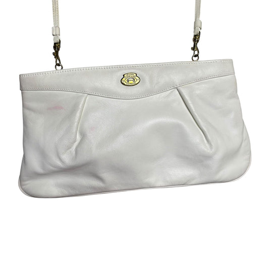 Vintage 80s Etienne Aigner Leather Crossbody Handbag White Gold Removable Strap