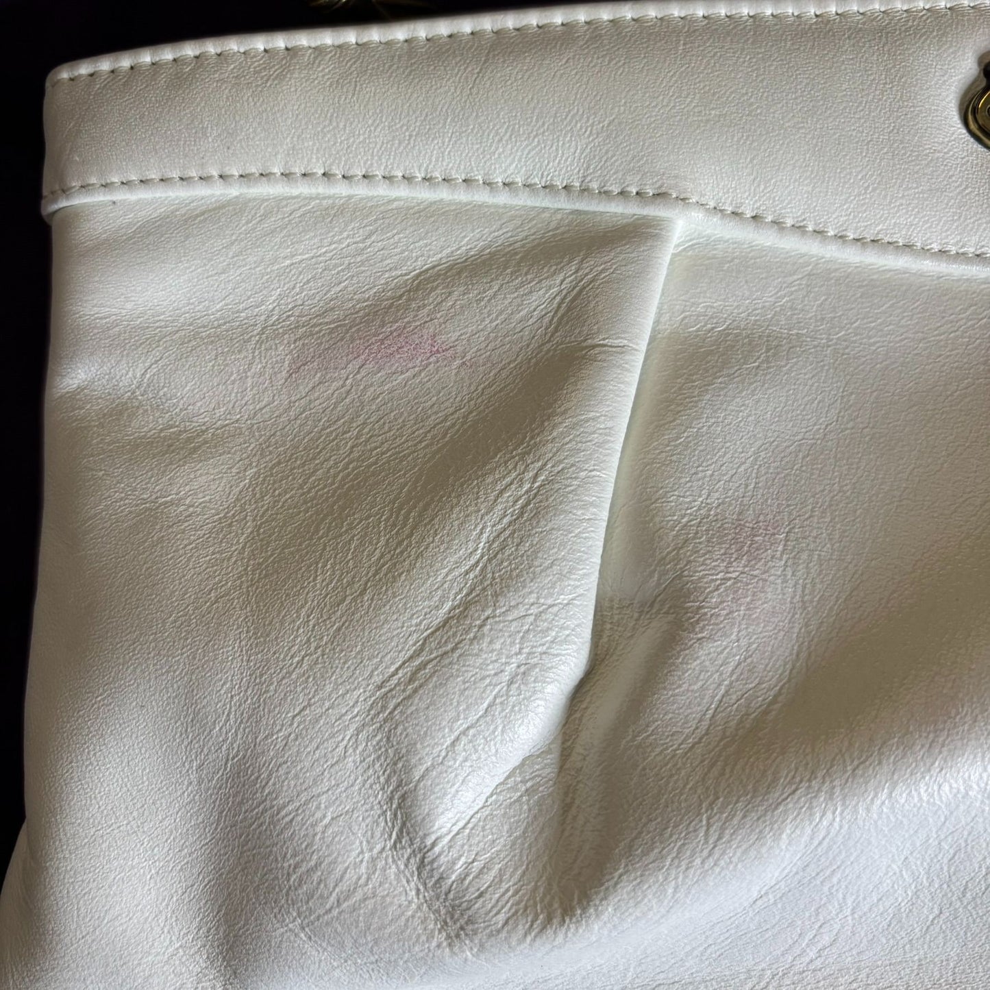 Vintage 80s Etienne Aigner Leather Crossbody Handbag White Gold Removable Strap