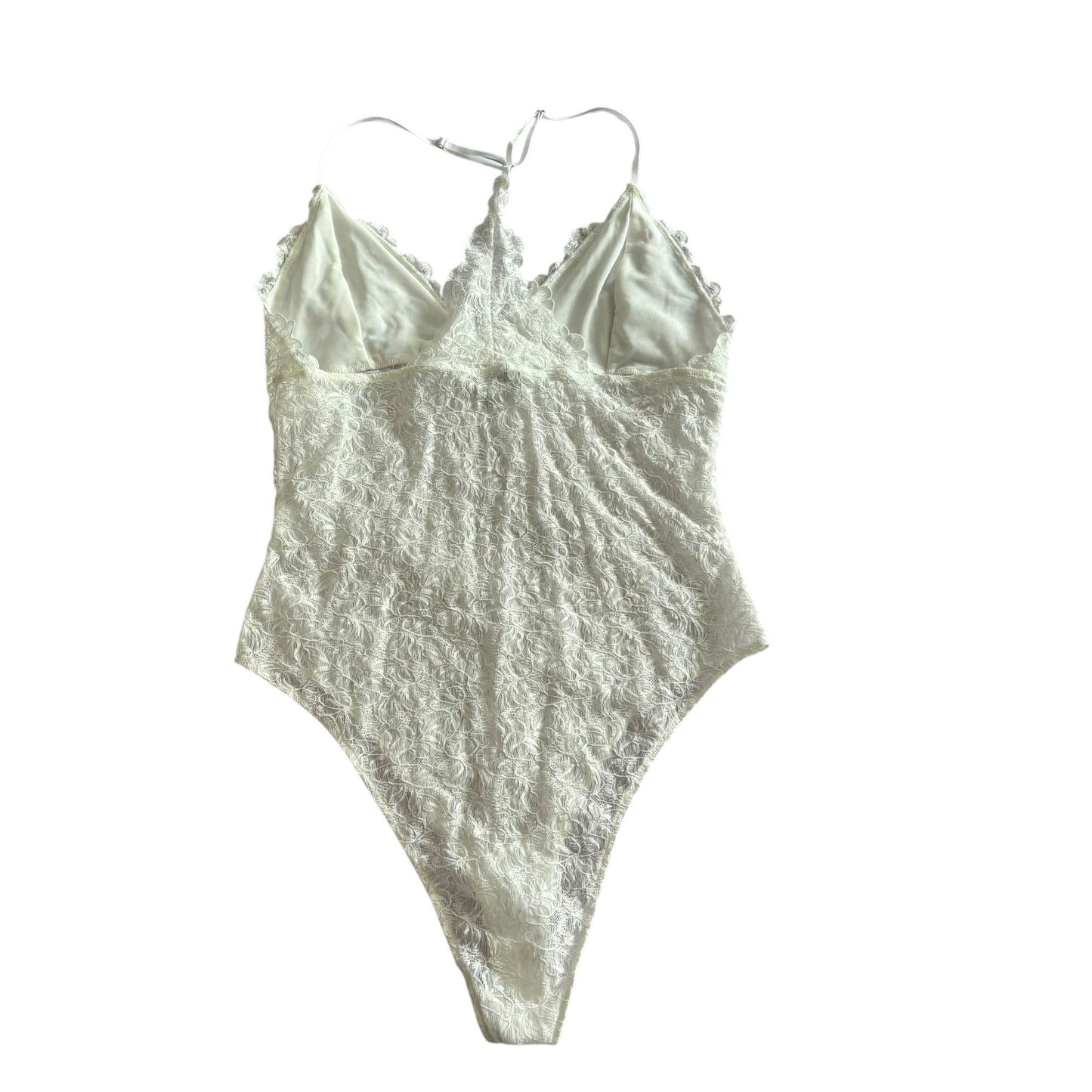 AllSaints White Lace Erity Bodysuit Adjustable Straps Racerback Size 6 Snaps