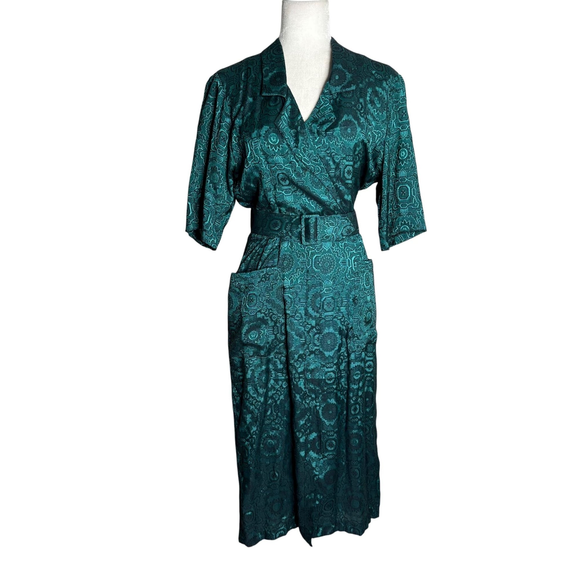 Vintage 90s All That Jazz Satin Wrap Dress XSmall Teal Black Belted Po – Rosie's Closet Vintage 90s All That Jazz Satin Wrap Dress XSmall Teal Black Belted Po – Rosie's Closet