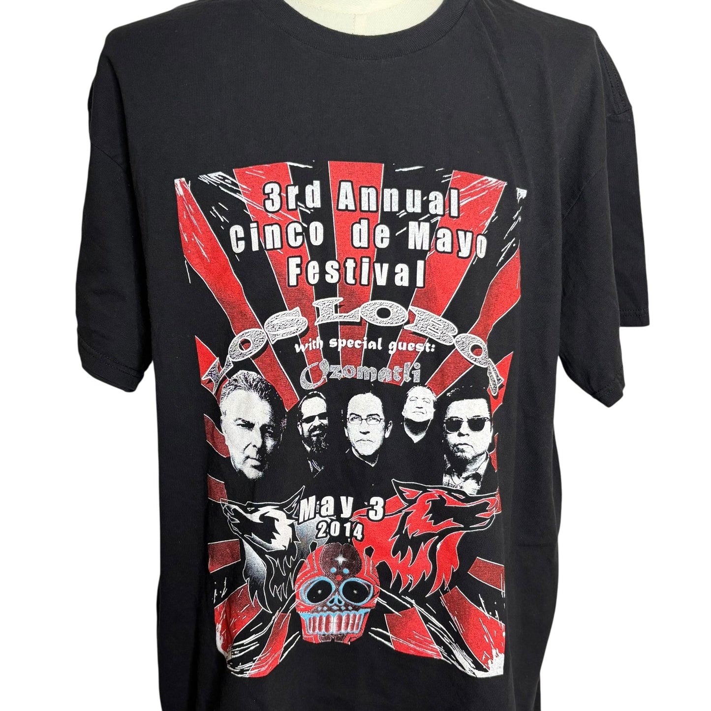 Los Lobos Cinco De Mayo Festival T-Shirt XL Black Graphic Band Tee Crewneck