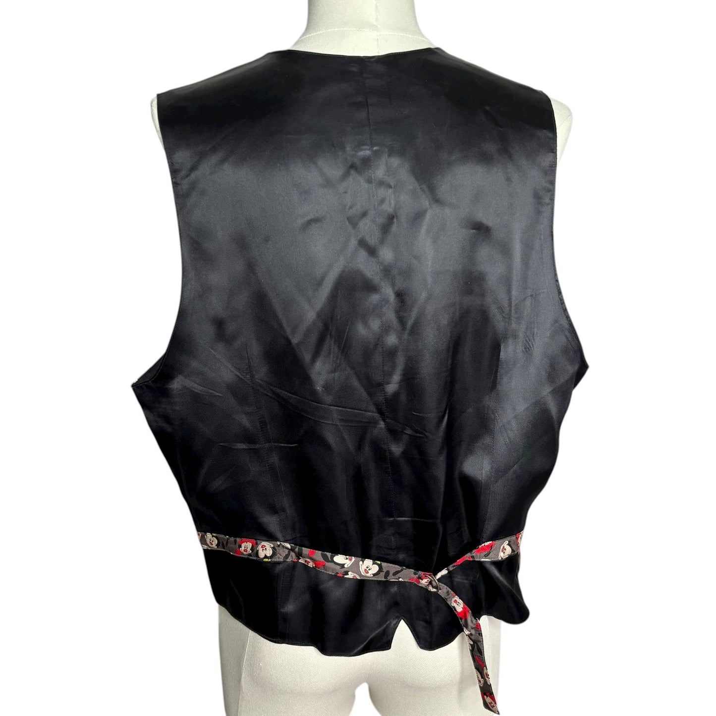 Vintage 90s Looney Tunes Animaniacs Silk Vest XL Black Back Adjustable Strap