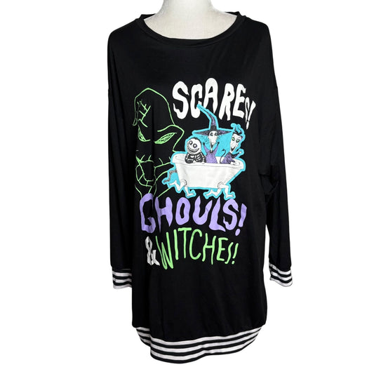 Disney Tim Burtons Nightmare Before Christmas Large 12-14 Black Sleep Shirt