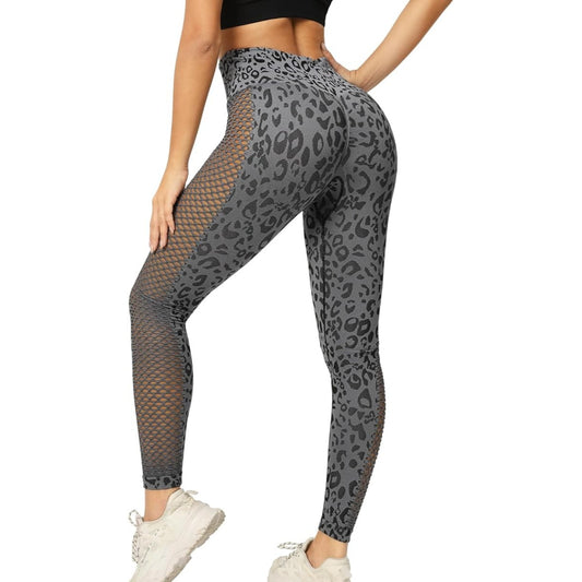 JBT High Waisted Tummy Control Leggings Soft Compression Lifting Sz Med Leopard